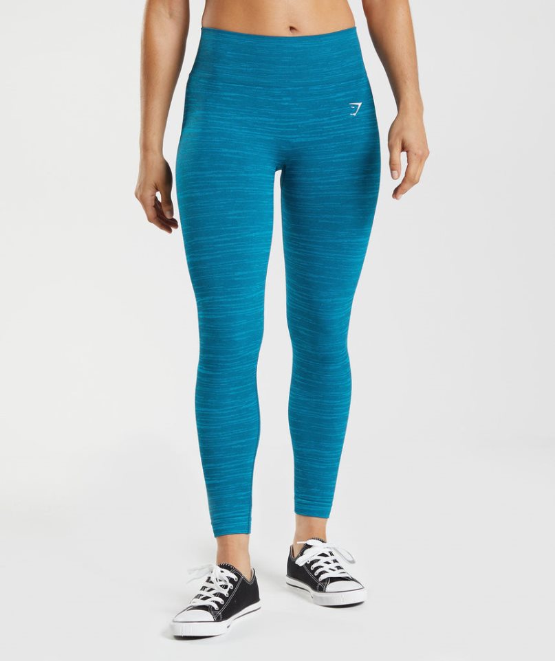 Women\'s Gymshark Adapt Marl Seamless Leggings Blue | CA 8A7DN3